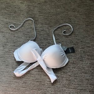 Bra style bikini top (white) double tie